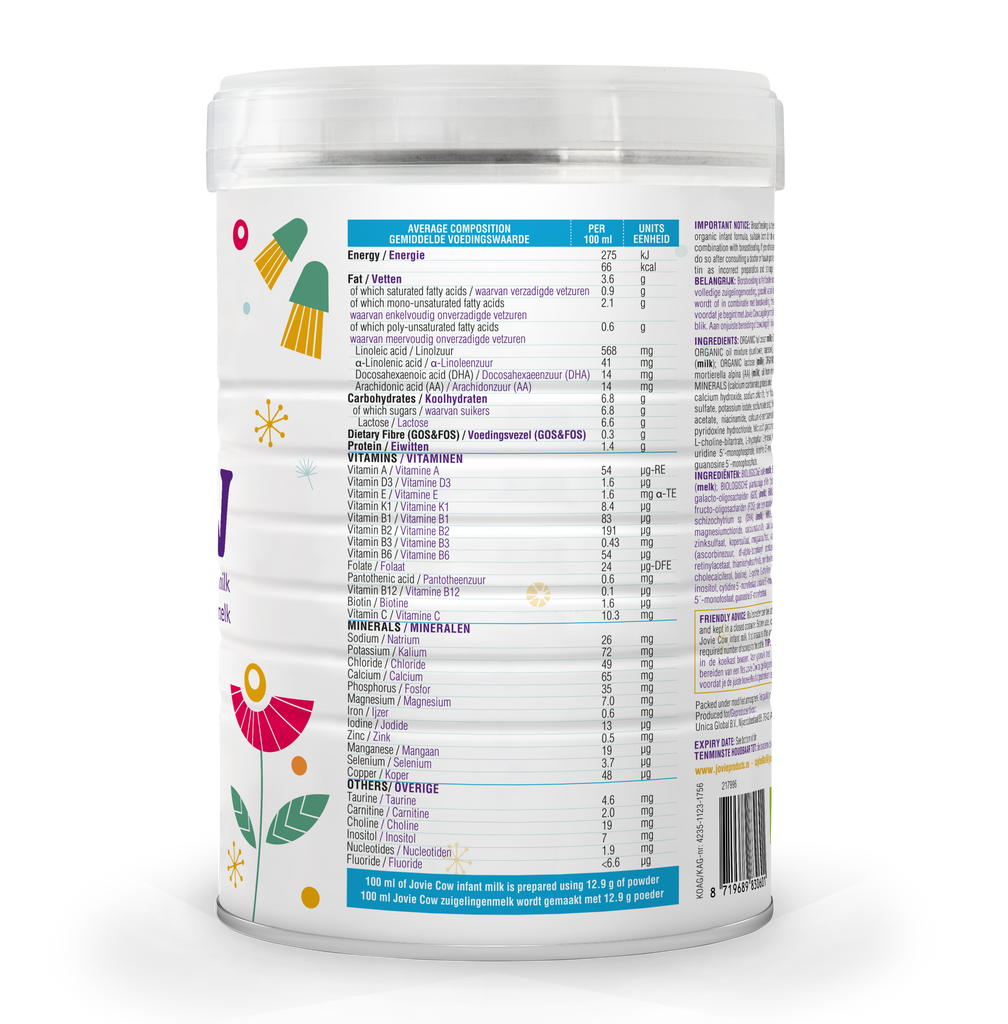 Jovie Organic Cow Milk Formula Stage 1 (0-6 Months) 800g