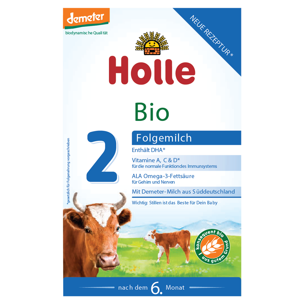 holle stage 2 organic cow milk formula front cover