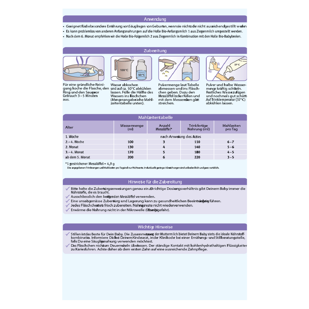 Holle goat milk formula stage 1 instructions